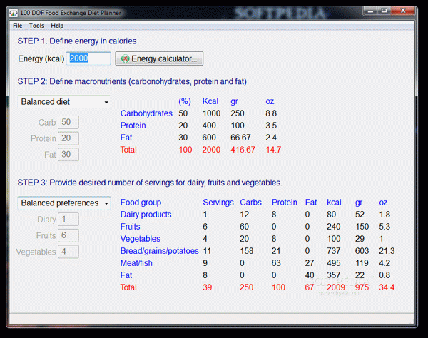 100 DOF Food Exchange Diet Planner Portable