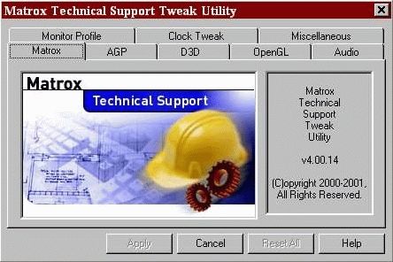 Matrox Technical Support Tweak Utility