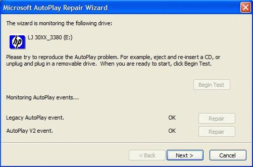 Windows XP autorun repair wizard