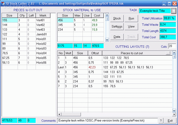 1D Stock Cutter Free