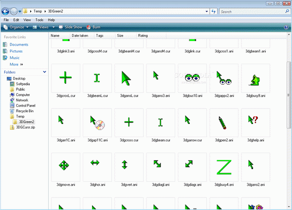 3D Green Animated Cursors