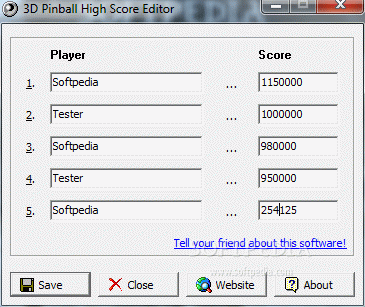 3D Pinball High Score Editor