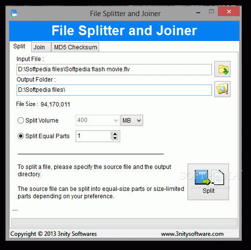 3nity File Splitter and Joiner