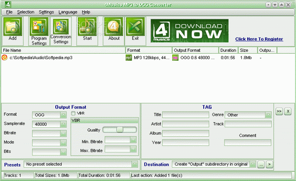 4Musics MP3 to OGG Converter