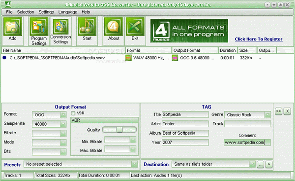 4Musics WAV to OGG Converter
