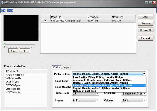 A123 AVI to WMV DVD MPEG MP4 MOV Converter