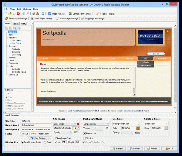 A4DeskPro Flash Website Builder