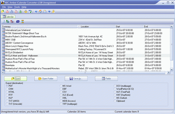 ABC Amber iCalendar Converter