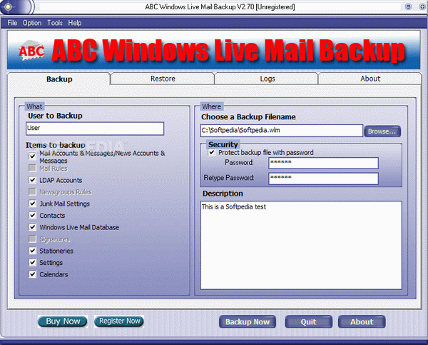 ABC Windows Live Mail Backup