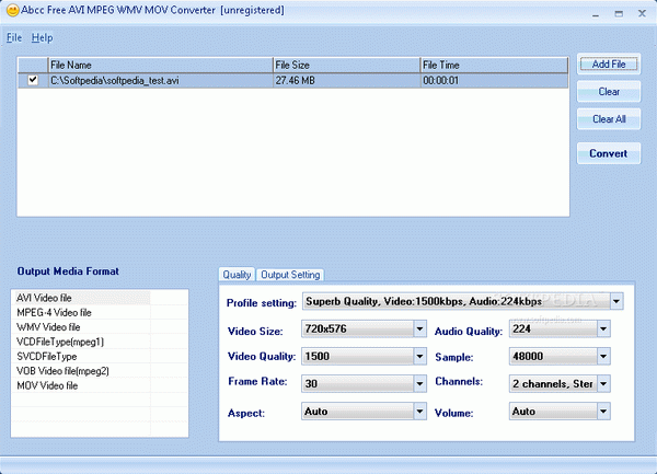 Abcc Free AVI MPEG WMV MOV Converter