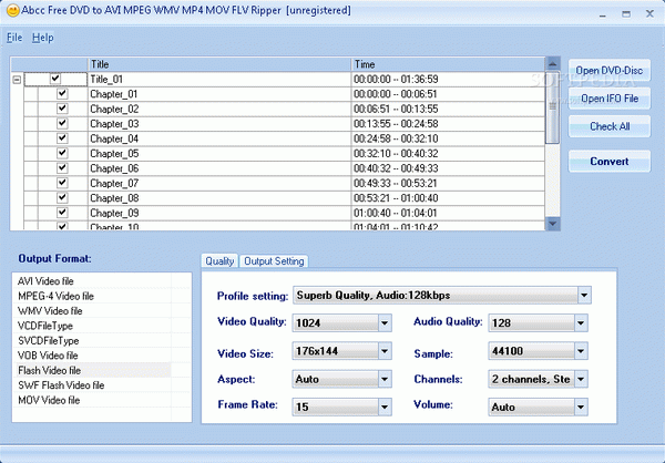 Abcc Free DVD to AVI MPEG WMV MP4 Ripper