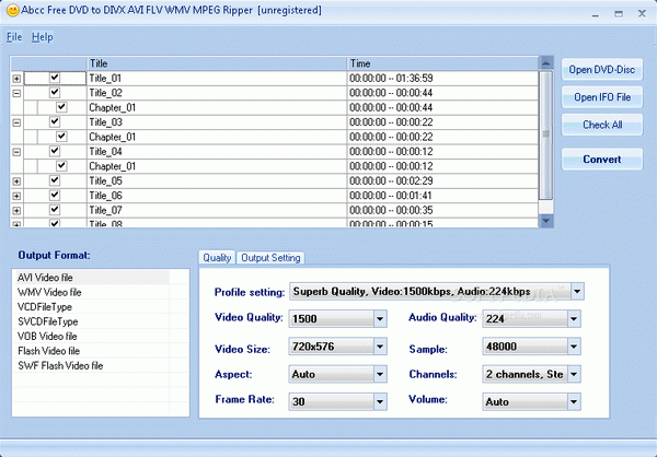 Abcc Free DVD to DIVX AVI FLV WMV MPEG Ripper