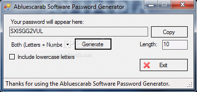 Abluescarab Software Password Generator