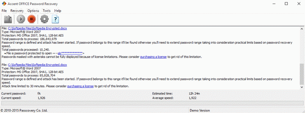 Accent OFFICE Password Recovery