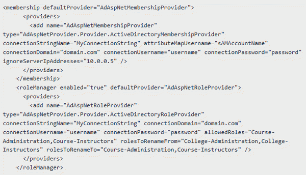 Active Directory ASP.NET Provider