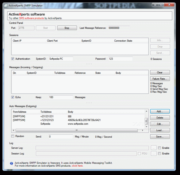 ActiveXperts SMPP Simulator