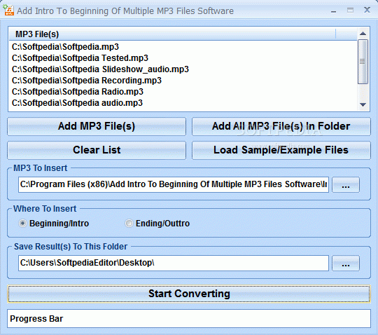 Add Intro To Beginning Of Multiple MP3 Files Software