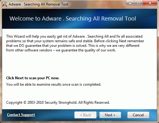 Adware . Searching All Removal Tool