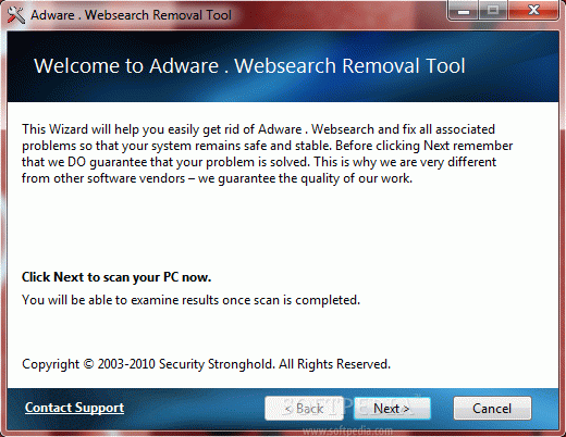 Adware . Websearch Removal Tool