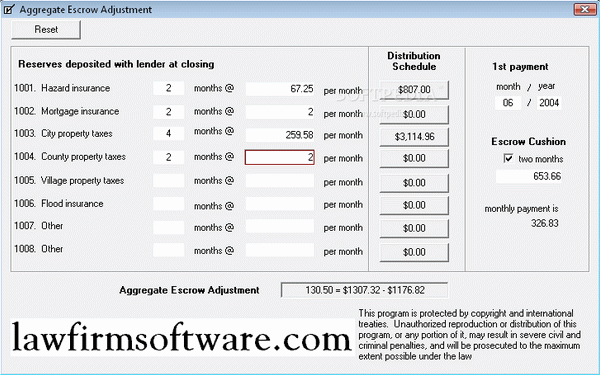 Aggregate Escrow Adjustment