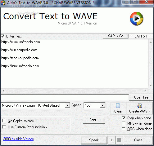 Aldo's Text-to-WAVE