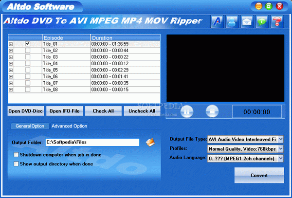 Altdo DVD to AVI MPEG MP4 MOV Ripper