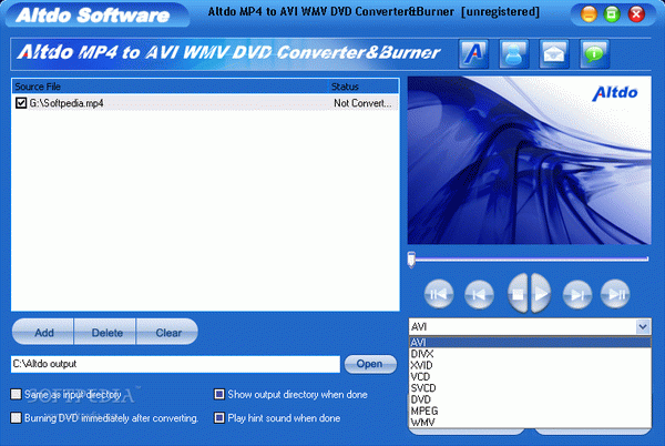 Altdo MP4 to AVI WMV DVD Converter&Burner