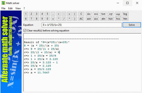 Alternate Math Solver