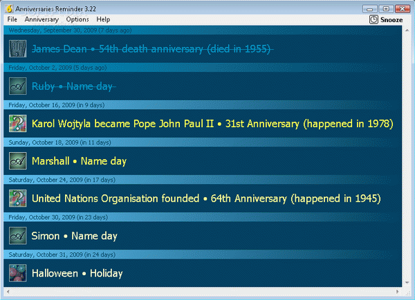 Anniversaries Reminder