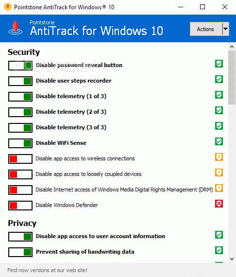 AntiTrack for Windows 10