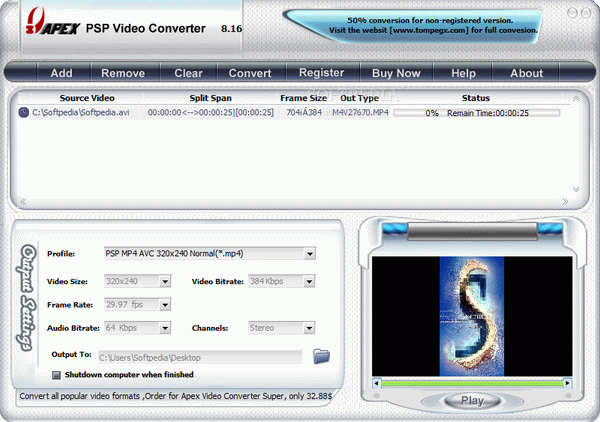 Apex PSP Video Converter