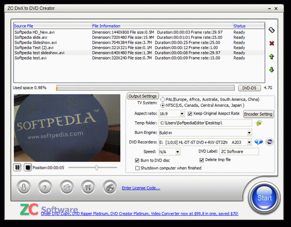 ZC DivX to DVD Creator