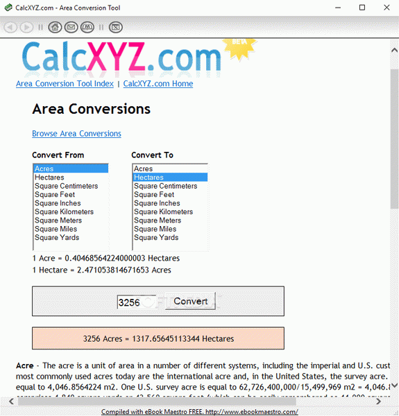 Area Conversion Tool