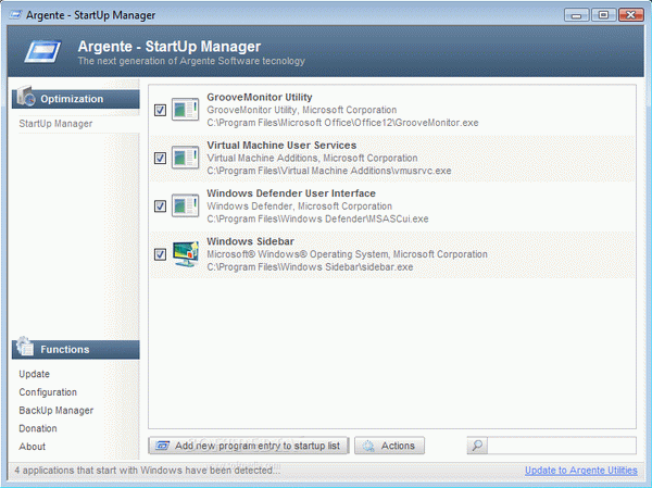 Argente - StartUp Manager Portable