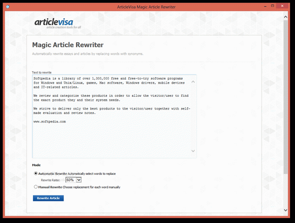 ArticleVisa Magic Article Rewriter