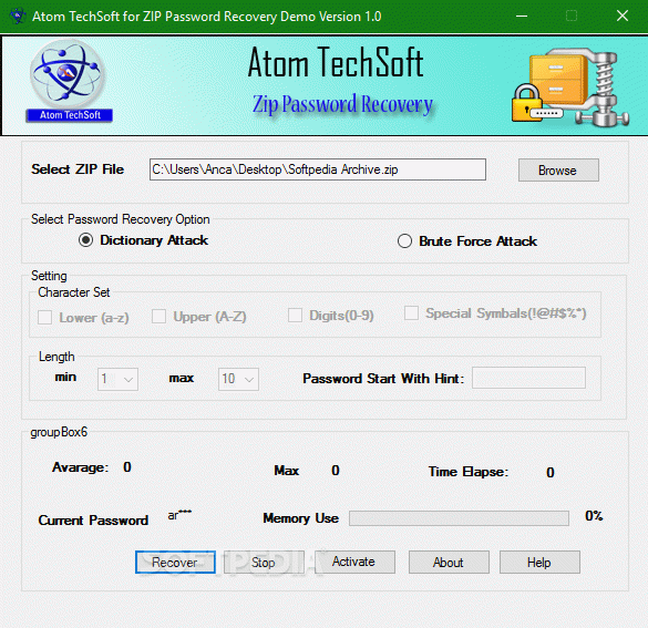 Atom TechSoft ZIP Password Recovery