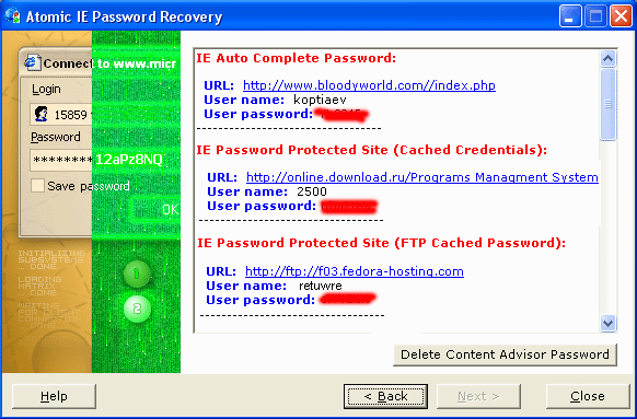 Atomic IE Password Recovery