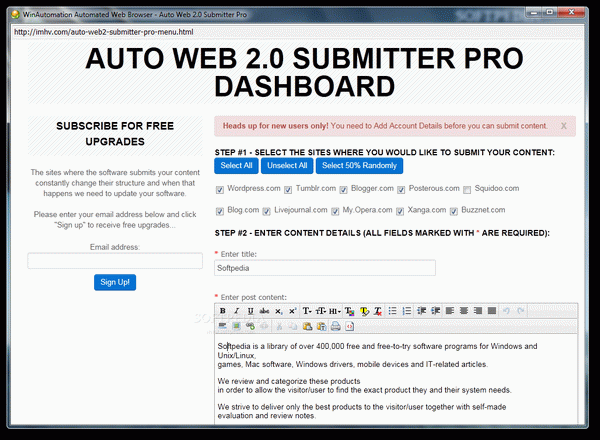 Auto Web 2.0 Submitter Pro