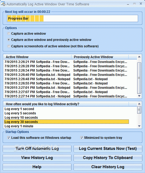 Automatically Log Active Window Over Time Software