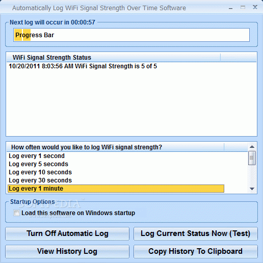 Automatically Log WiFi Signal Strength Over Time Software