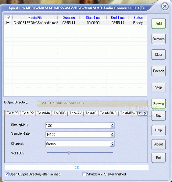 Aya All to MP3 / WMA / AAC / MP2 / WAV / OGG / M4A / AMR Audio Converter