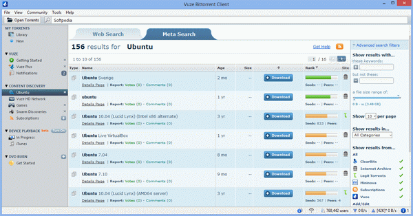 Vuze (Azureus) Bittorrent Client