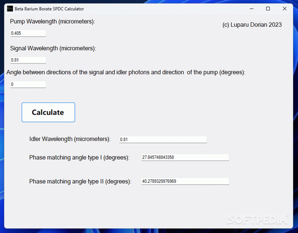 BBO SPDC Calculator