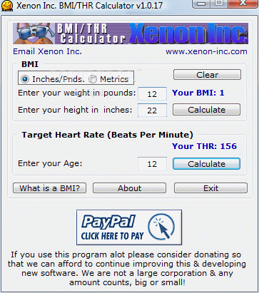 BMI / THR Calculator