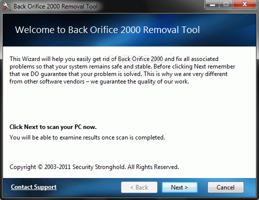 Back Orifice 2000 Removal Tool