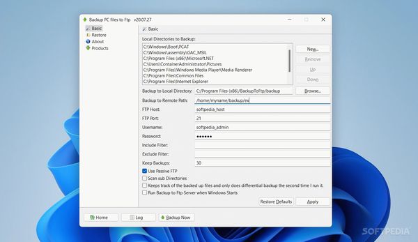 Backup PC files to Ftp