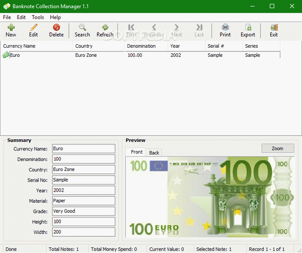 Banknote Collection Manager