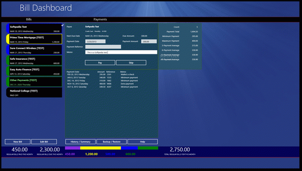 Bill Dashboard for Windows 8