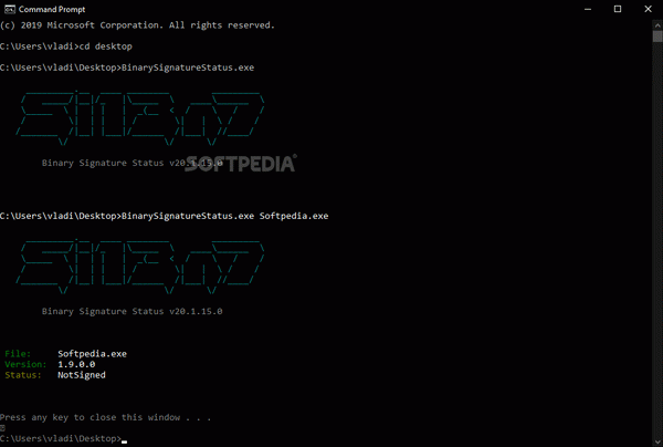 Binary Signature Status