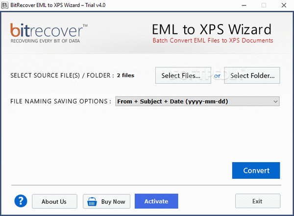 BitRecover EML to XPS Wizard